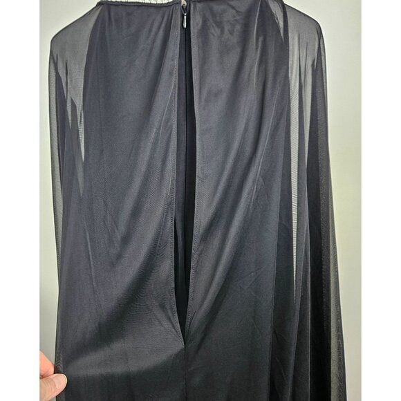 R&M Richards Womens Elegant Dress Plus 20W Black Sheer Capelet Evening Cocktail - Picture 10 of 16